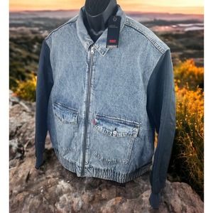 Levis Premium Sherpa Lined Blue Jean Big E Trucker Jacket Mens Large New